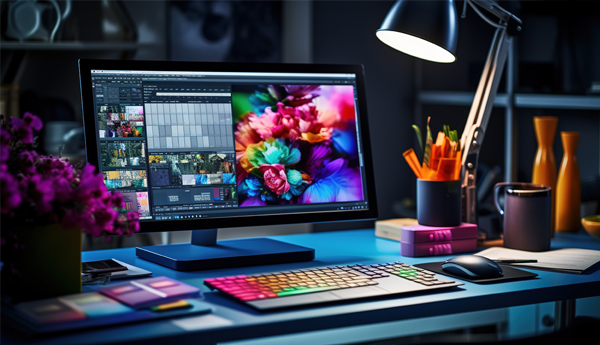 Image of a computer screen with a generic graphic design image displayed on it.