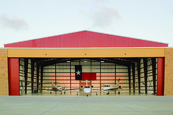 A hangar at the Texas Gulf Coast Regional Airport