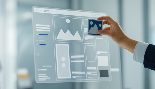 Image of a person editing a virtual website screen.