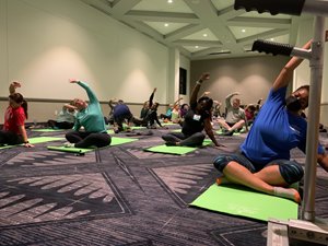 People participating in an indoor yoga session