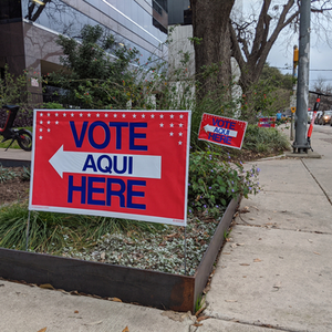 "Vote Here" sign