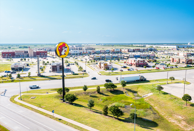 Aerial view of a Buc-ees