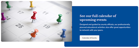 Screenshot of Calendar of Events page on TAC website