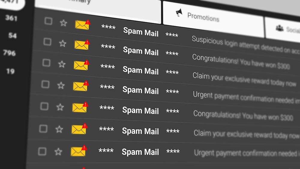 Image of spam security list of emails