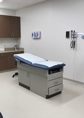 Patient room inside the Brazos County Employee Health & Wellness Clinic